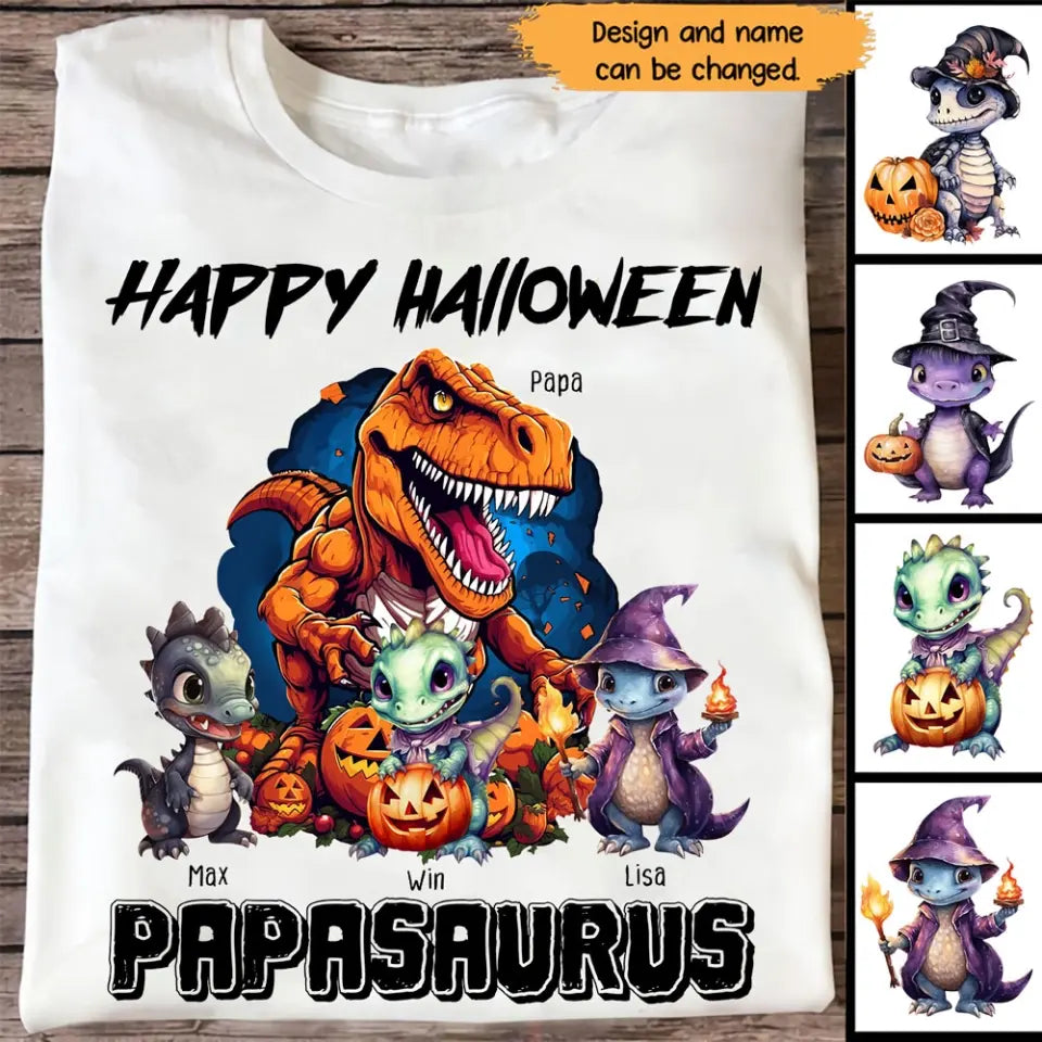 Personalized Happy Halloween Papasaurus T-shirt Printed NTMTHN23446