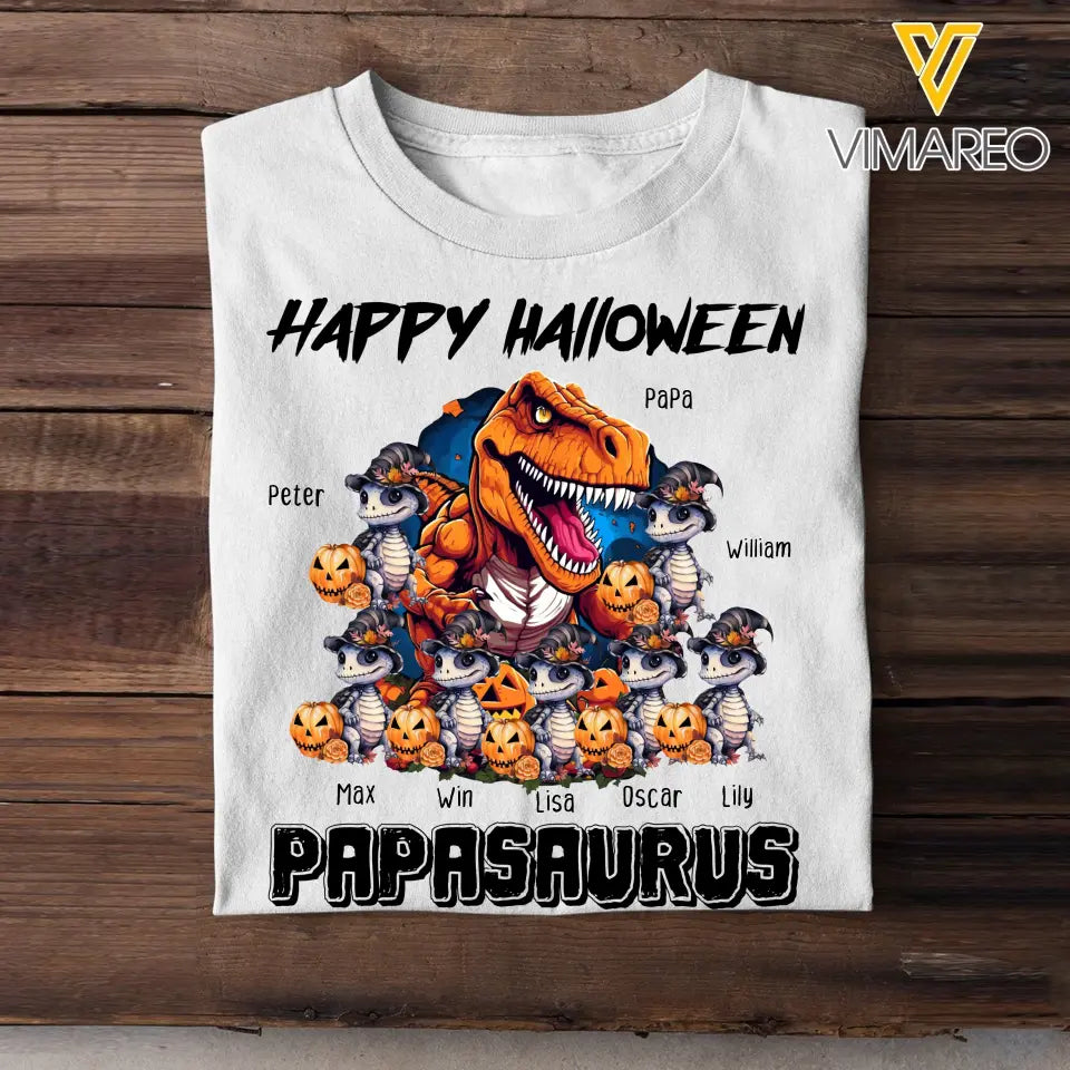 Personalized Happy Halloween Papasaurus T-shirt Printed NTMTHN23446