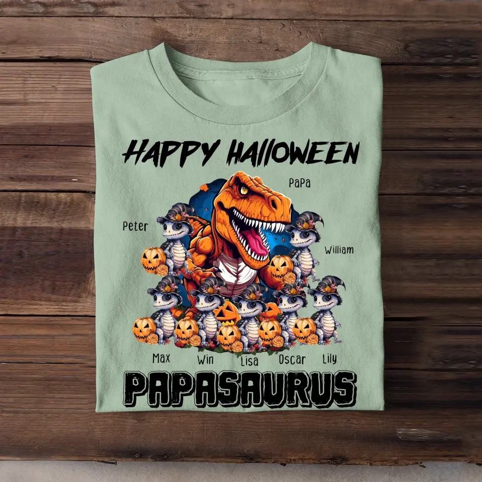 Personalized Happy Halloween Papasaurus T-shirt Printed NTMTHN23446