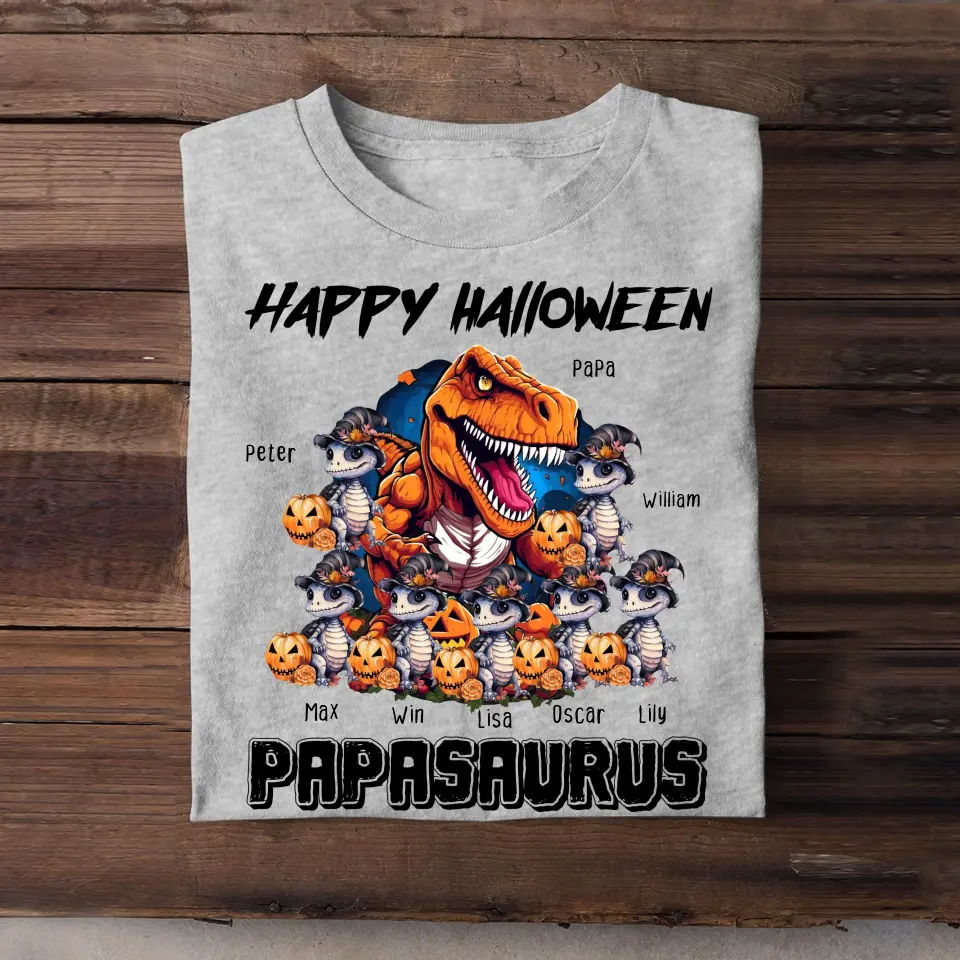 Personalized Happy Halloween Papasaurus T-shirt Printed NTMTHN23446