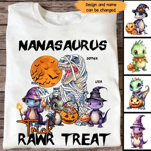 Personalized Nanasaurus Trick Rawr Treat T-shirt Printed NTMTHN23448