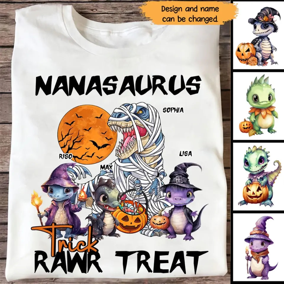 Personalized Nanasaurus Trick Rawr Treat T-shirt Printed NTMTHN23448