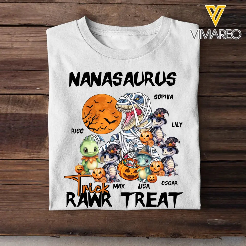 Personalized Nanasaurus Trick Rawr Treat T-shirt Printed NTMTHN23448