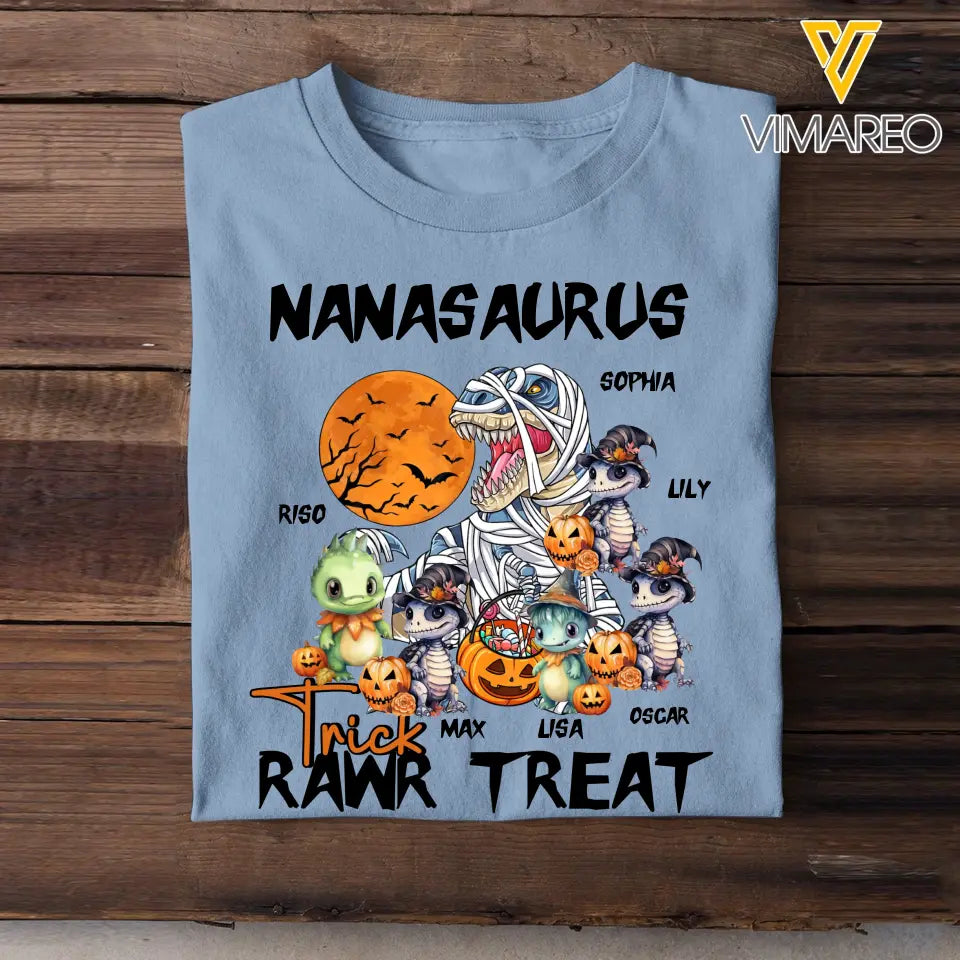 Personalized Nanasaurus Trick Rawr Treat T-shirt Printed NTMTHN23448