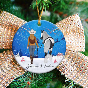 Personalized Horse Girl with Name Horse Lovers Gift Christmas Gift Acrylic/Ceramic Ornament Printed KVH23477