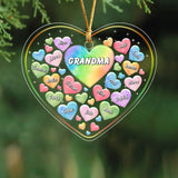 Personalized Grandma Hearts with Kid Name Christmas Gift Acrylic/Plastic Ornament Printed KVH23483