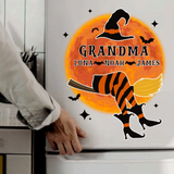 Personalized Grandma Witch With Kid Names Decal Printed QTKH494