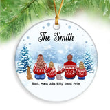 Personalized The Smith Family & Pets Dog Lovers Cat Lovers Gift Christmas Gift Acrylic or Ceramic Ornament Printed PN23496