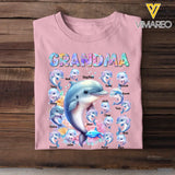 Personalized Grandma Dolphin with Kid Names Printed T-shirt MTPN0507