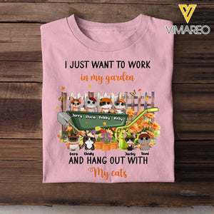 Personalized I Just Want To Work In My Garden And Hang Out With My Cat T-Shirt Printed HTHPVD1407