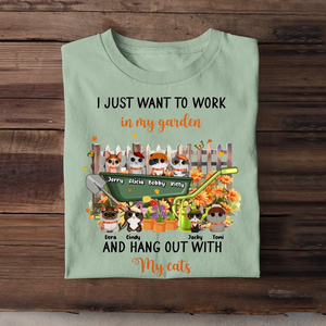 Personalized I Just Want To Work In My Garden And Hang Out With My Cat T-Shirt Printed HTHPVD1407