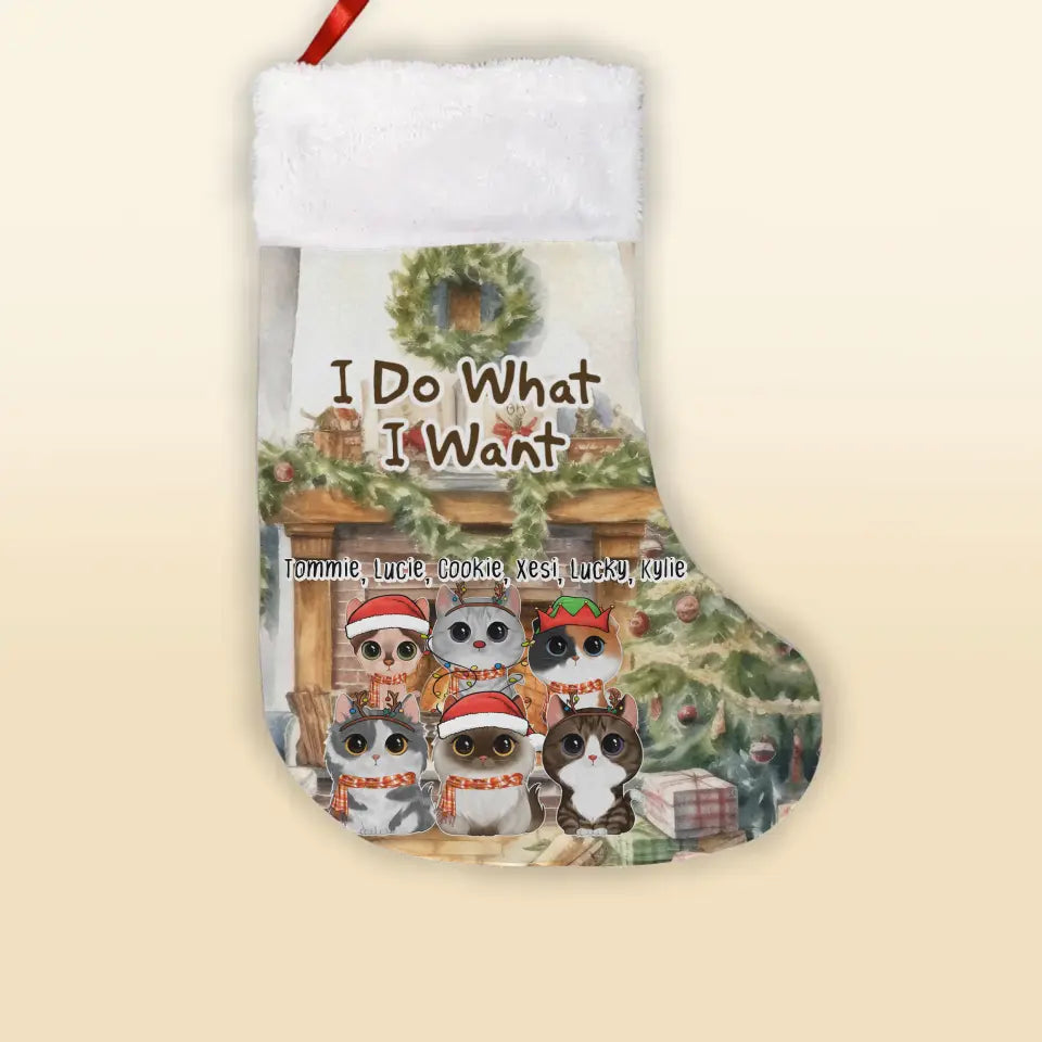 Personalized I Do What I Want Custom Cat Names Cat Lovers Xmas Gift Christmas Stocking Printed HTHHN23531