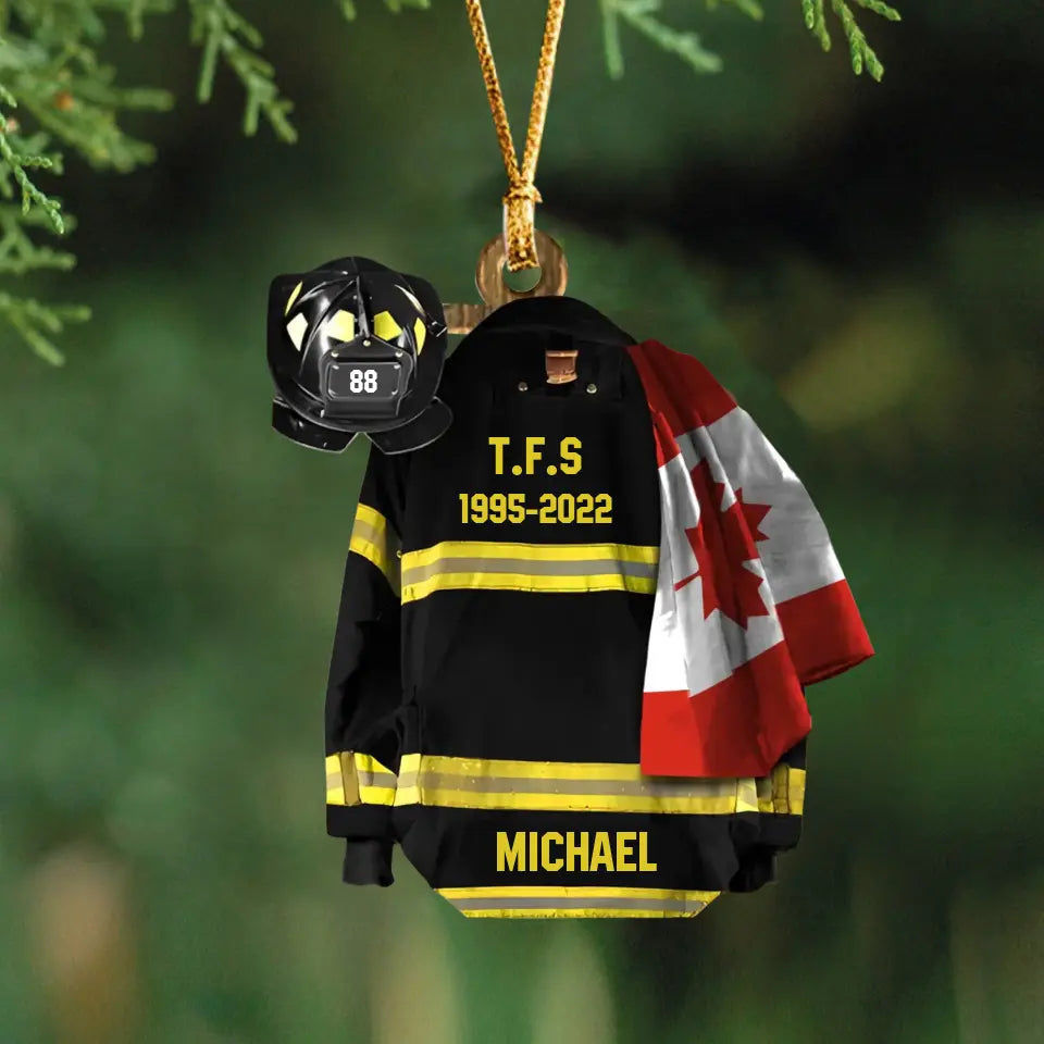 Personalized Firefighter Camo & Department Wood Ornament Printed KVH23546