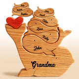 Personalized Grandma Dophins & Kid Names Wooden Animal Decoration Printed PTN23552