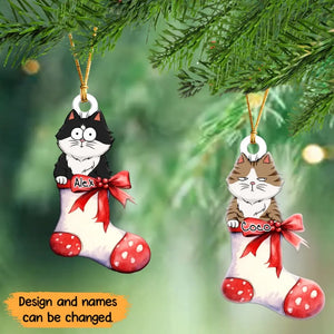 Personalized Cat Sock Christmas Gift Acrylic Ornament Printed NTMTHN23550