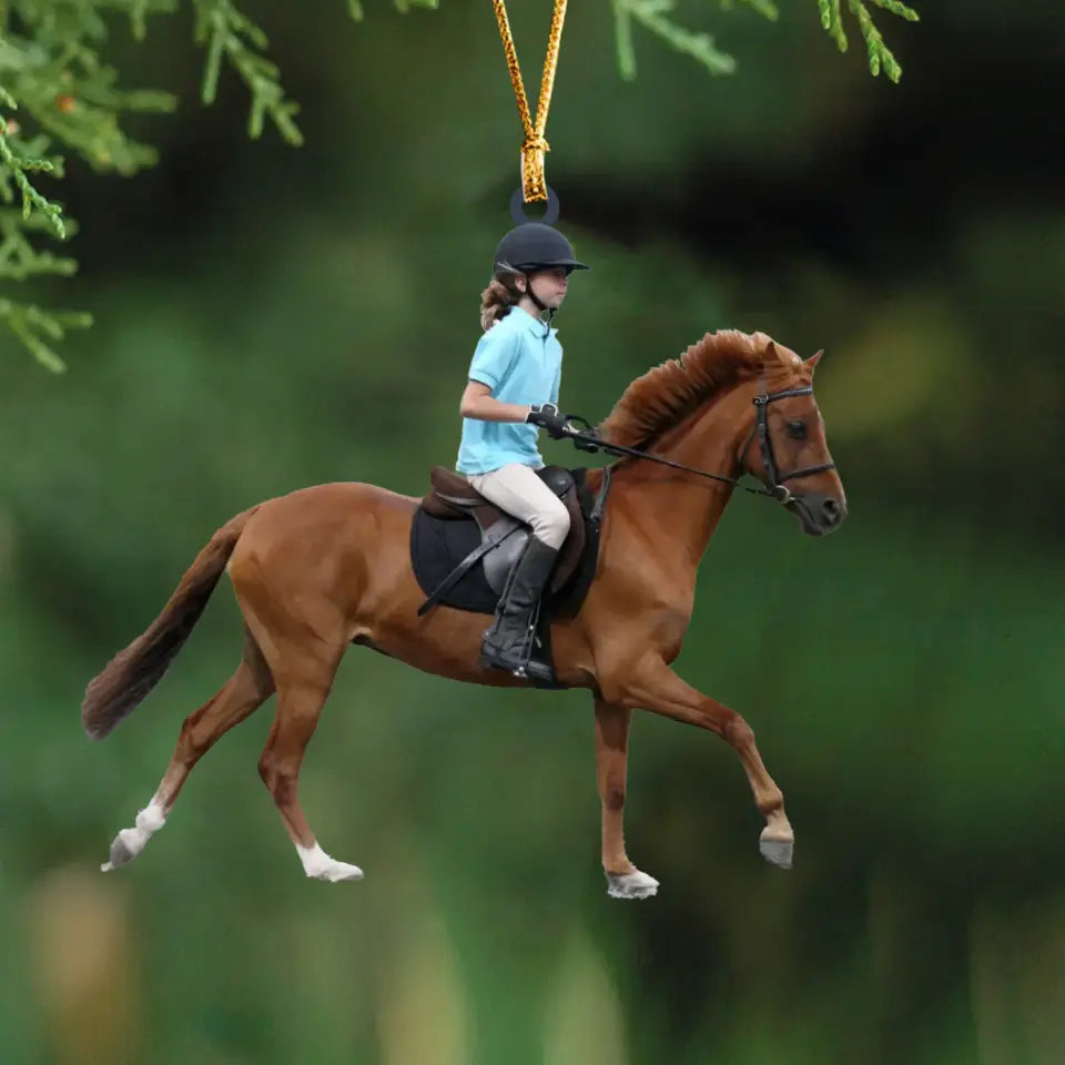 Personalized Upload Your Horse Riding Photo Acrylic Ornament Printed VQ23580