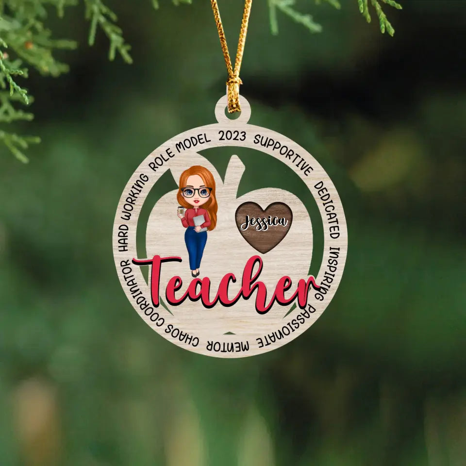 Personalized Role Model 2023 Supportive Dedicated Inspiring Passionate Mentor Chaos Coordinator Hard Working Wooden Ornament Printed LDMVQ23565