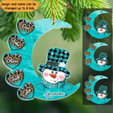 Personalized Grandma Snowman Hearts with Kid Names Crescent Moon Acrylic Ornament Printed VQ23574