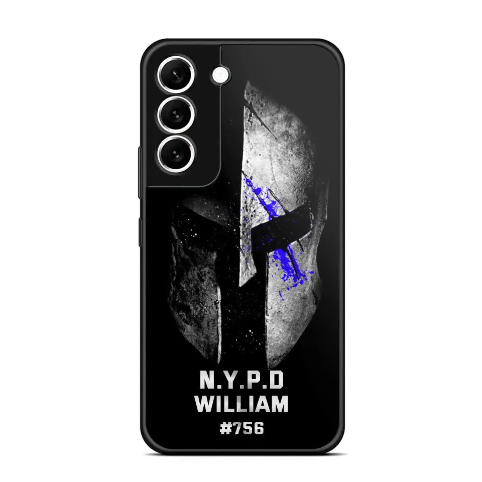 Personalized Spartan Helmet Police Department Custom Name & Badge Number Phonecase Printed QTKVH23591