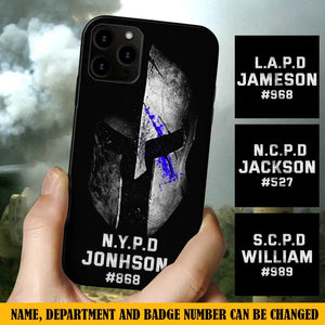 Personalized Spartan Helmet Police Department Custom Name & Badge Number Phonecase Printed QTKVH23591