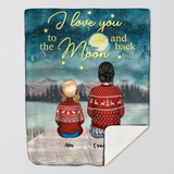 Personalized I Love You To The Moon And Back Grandma Kid Sherpa or Fleece Blanket Printed VQ23638