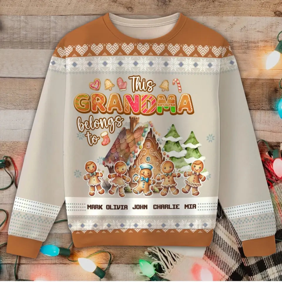 Personalized This Grandma Belongs To Ugly Sweater Printed HTHHN23646