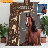 Personalized Love Horses Custom Name Horse Lovers Gift Sherpa or Fleece Blanket Printed HN23648