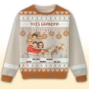 Personalized This Grandma Belongs To Ugly Sweater Printed NTMTHN23606