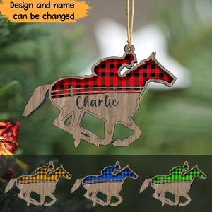 Personalized Horse Riding Wooden Ornament Printed LDMVQ23691