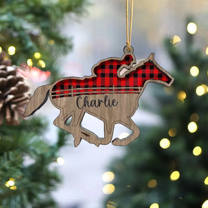 Personalized Horse Riding Wooden Ornament Printed LDMVQ23691