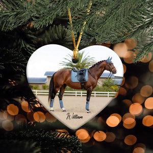 Personalized Upload Horse Photo Custom Name Horse Ceramic Ornament Printed LDMHN23698