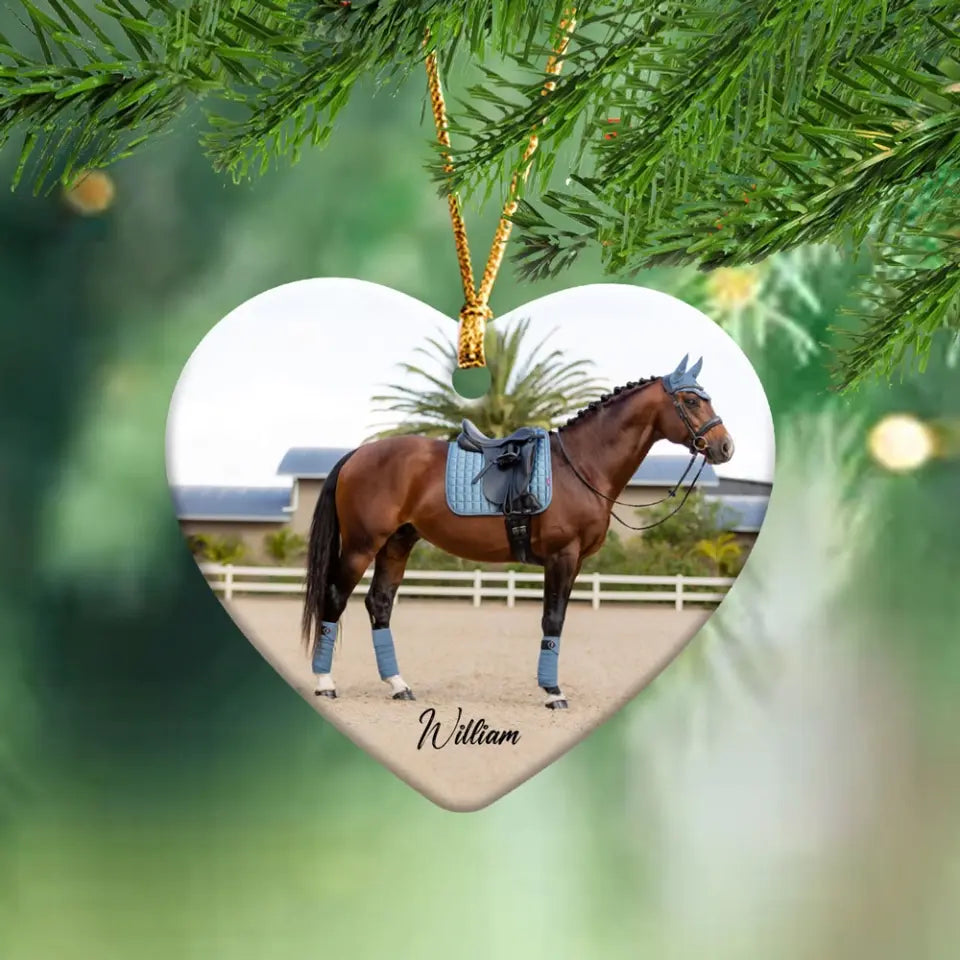 Personalized Upload Horse Photo Custom Name Horse Ceramic Ornament Printed LDMHN23698