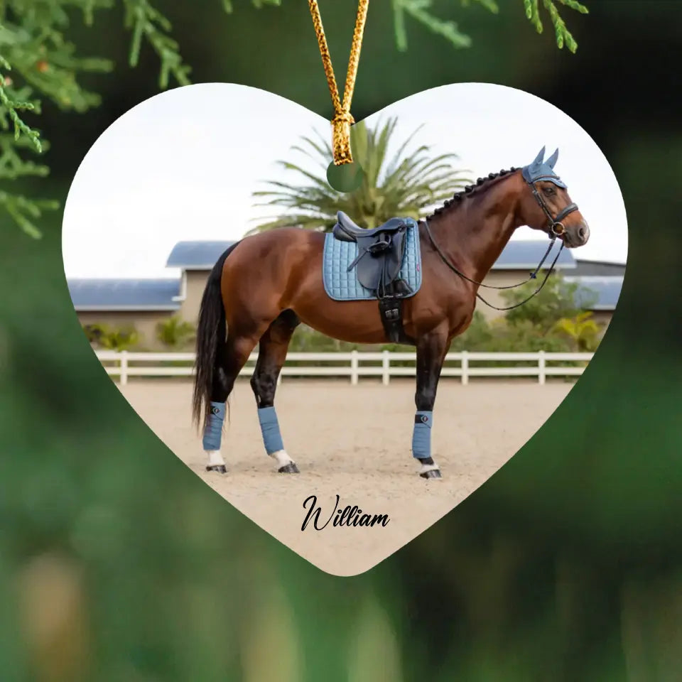 Personalized Upload Horse Photo Custom Name Horse Ceramic Ornament Printed LDMHN23698