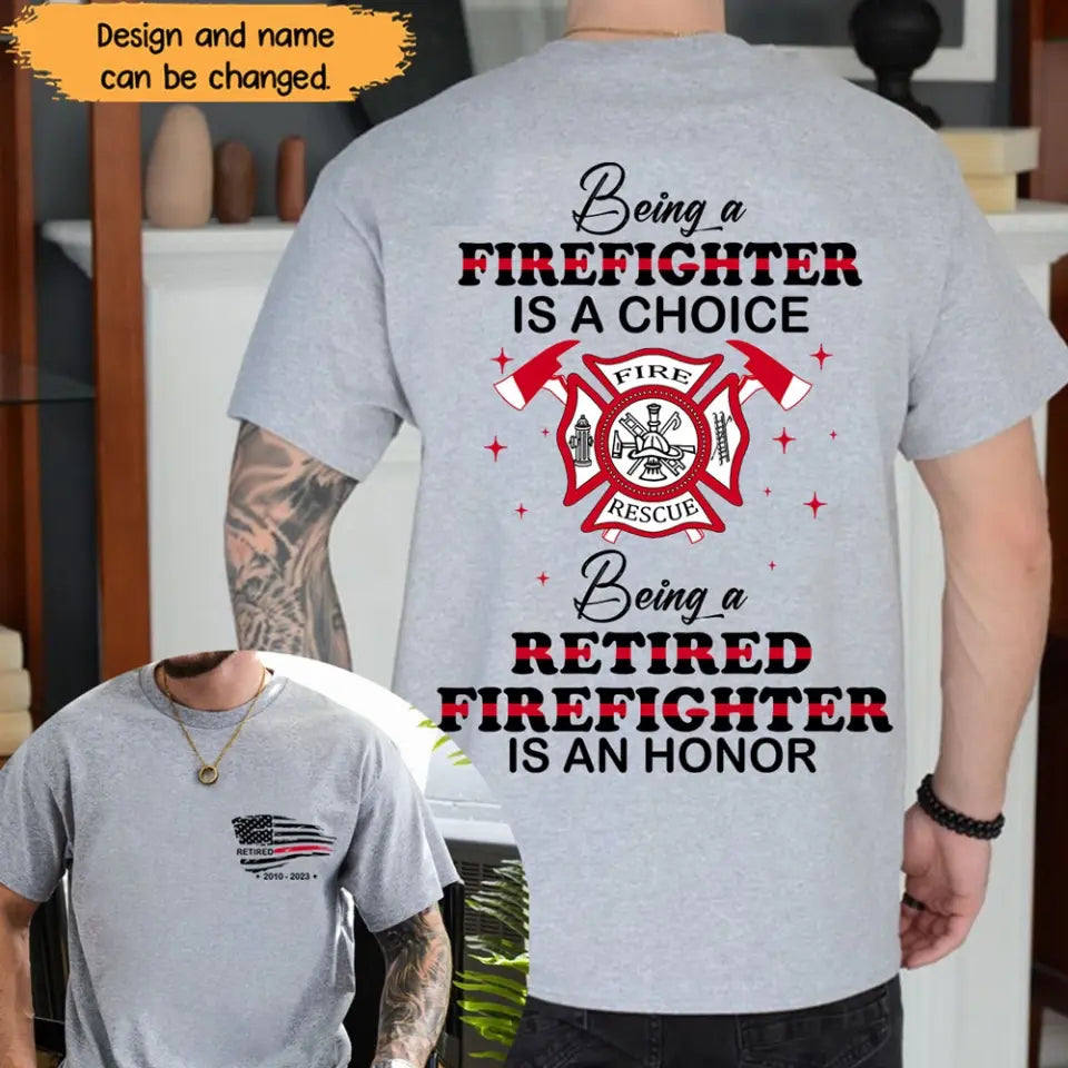 Personalized US Firefighter Retired T-shirt Printed QTHN703