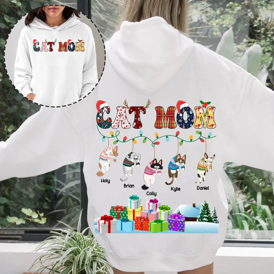 Personalized Cat Mom Hanging Cat Christmas Gift Hoodie 2D Printed MTKVH23694