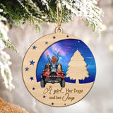 Personalized A Girl Her Dog & Her Jeep Wooden Ornament 2 Layer Printed PTN23712