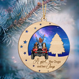 Personalized A Girl Her Dog & Her Jeep Wooden Ornament 2 Layer Printed PTN23712