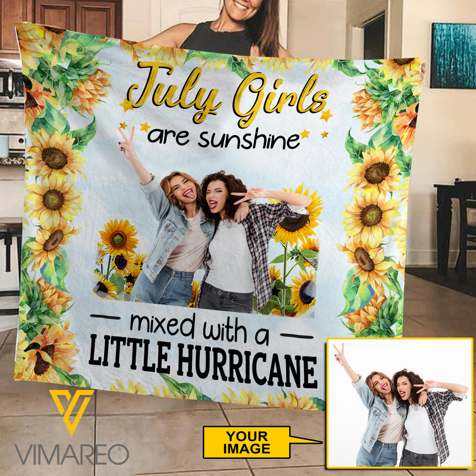 Personalized July Girl Fleece Blanket JUE-MA19