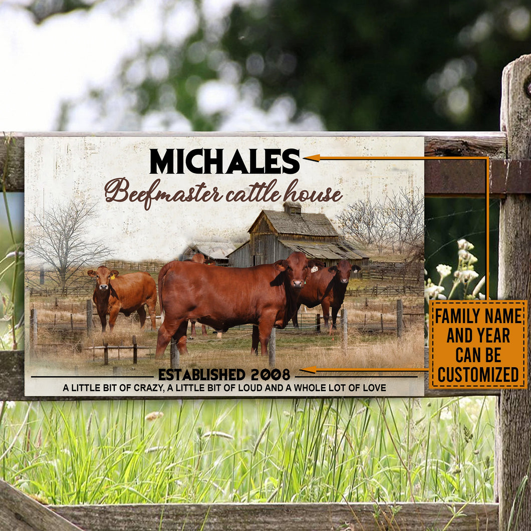 PERSONALIZED BEEFMASTER CATTLE CUSTOMIZED METAL SIGNS LC