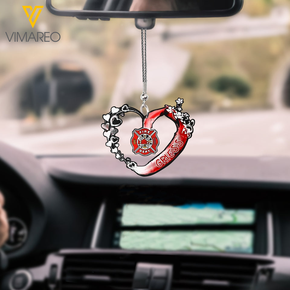 VMAH PERSONALIZED FIREFIGHTER CAR HANGING ORNAMENT MAR-DT10