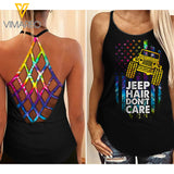 Jeep Girl Criss-Cross Open Back Camisole Tank Top ZT1803