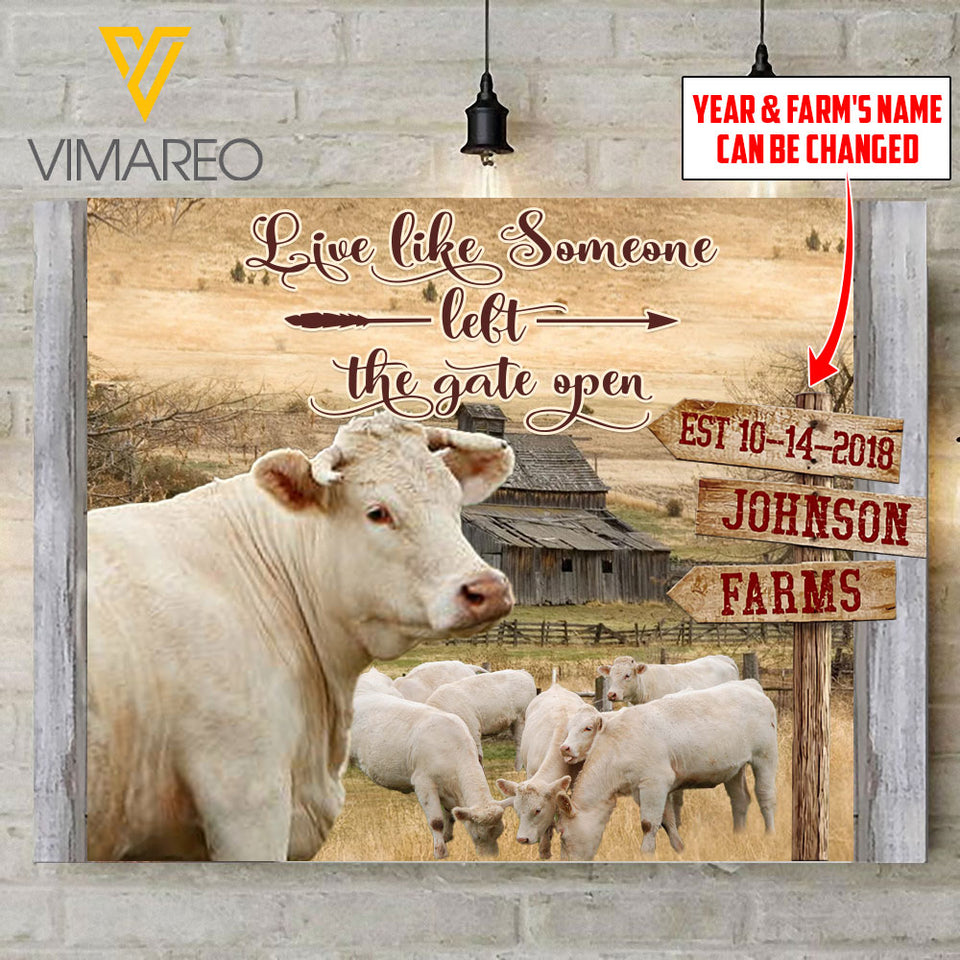 PERSONALIZED CHAROLAIS CATTLE CANVAS AUG-HQ20