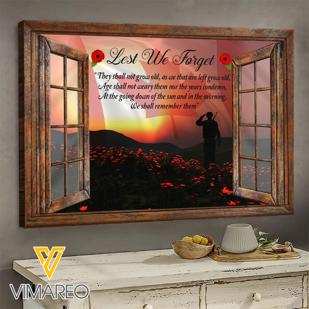 Canadian Veterans Lest We Forget Canvas Printed DEC-DT18