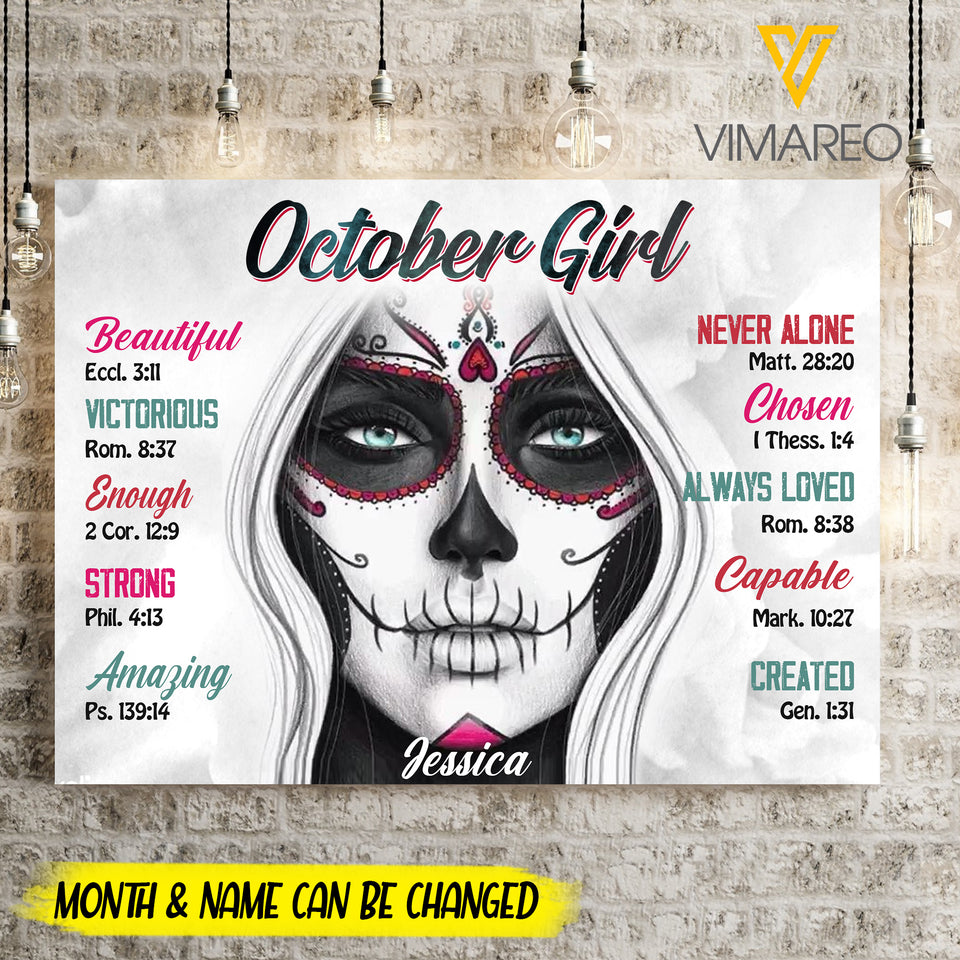 PERSONALIZED OCTOBER GIRL CANVAS AUG-DT23