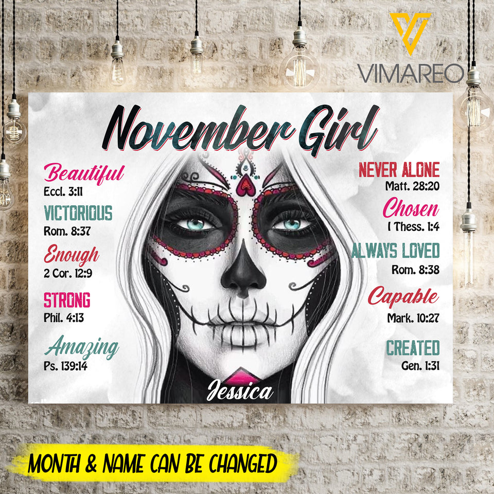 PERSONALIZED NOVEMBER GIRL CANVAS AUG-DT23