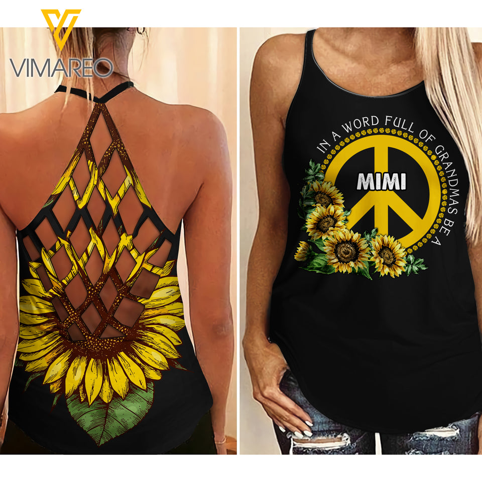 MIMI SUNFLOWER CRISS-CROSS OPEN BACK CAMISOLE TANK TOP