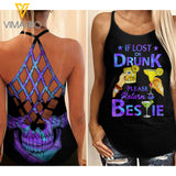 PROUD OF BESTIE Criss-Cross Open Back Camisole Tank Top Couple