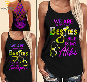 WE ARE MORE THAN BESTIE Criss-Cross Open Back Camisole Tank Top Couple