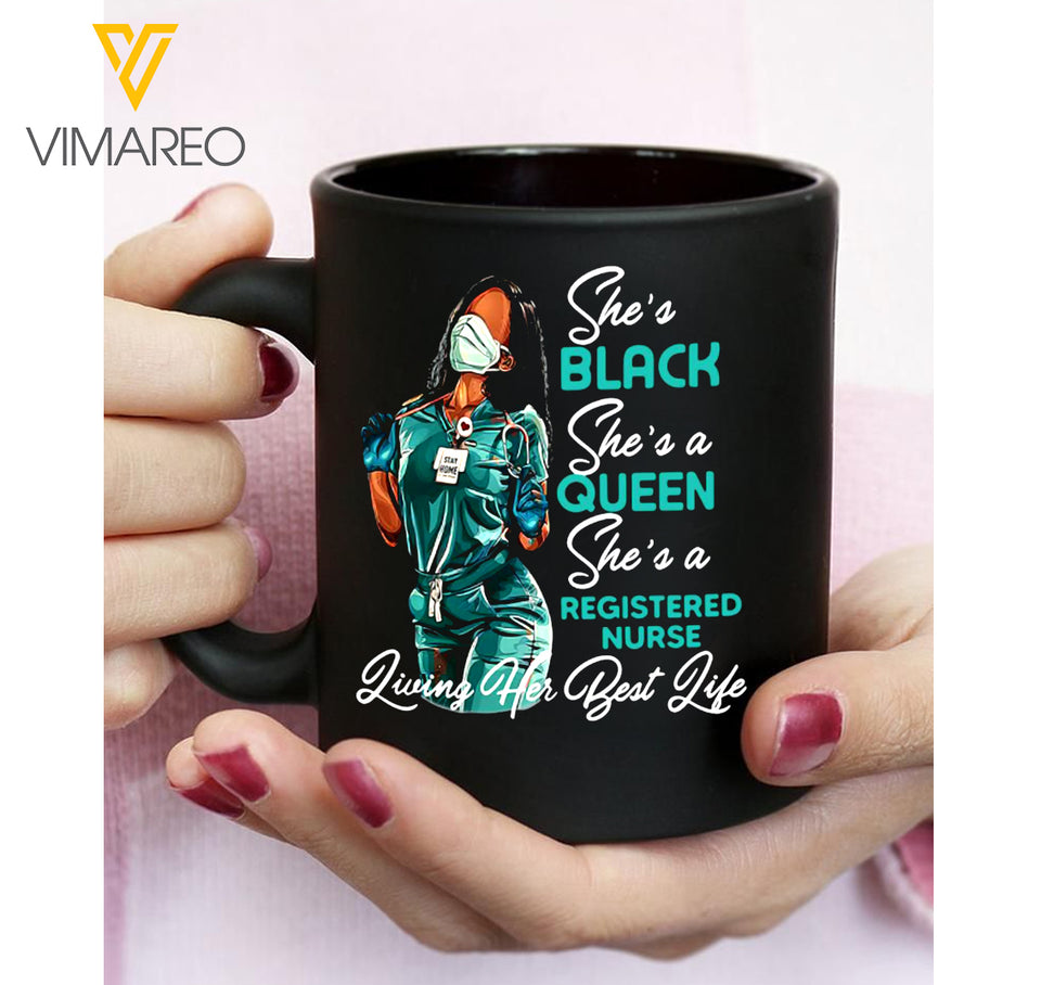 Registered Nurse Black Queen Mug NXBGE