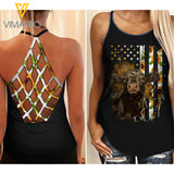 Angus Cattle Criss-Cross Open Back Camisole Tank Top MAR-MA13